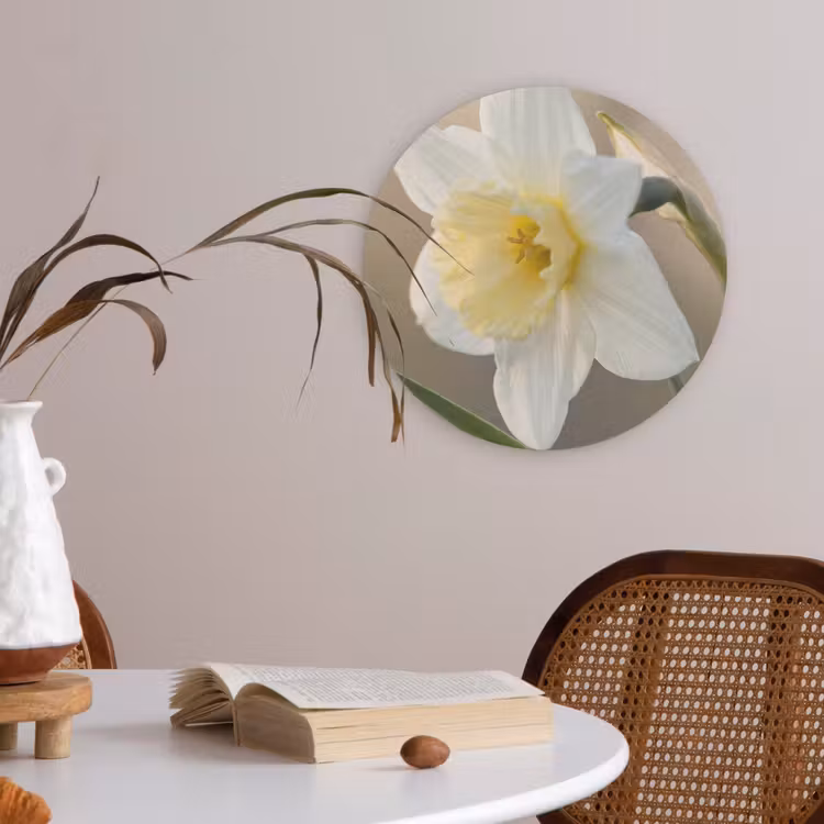 Narcis - Bloem - Minimalistisch Akoestische PET Vilt - Rond klein -sfeer3