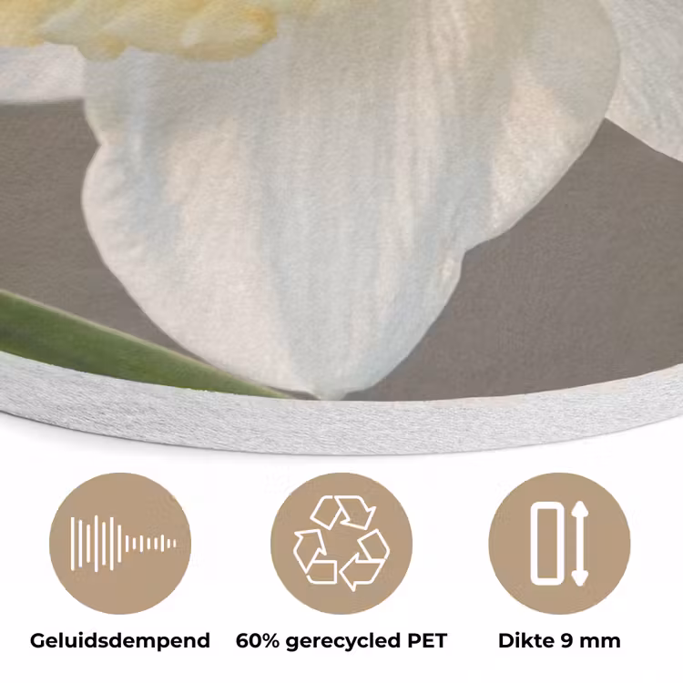 Narcis - Bloem - Minimalistisch Akoestische PET Vilt - Rond klein -closeup_NL
