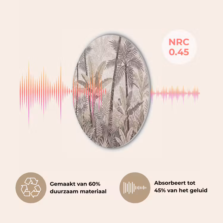Natuur - Bladeren - Landschap - Mozaïek - Beige Akoestische PET Vilt - Rond klein -USP_NL
