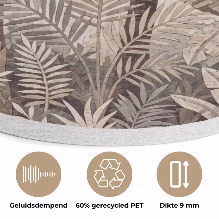 Natuur - Bladeren - Landschap - Mozaïek - Beige Akoestische PET Vilt - Rond klein -closeup_NL