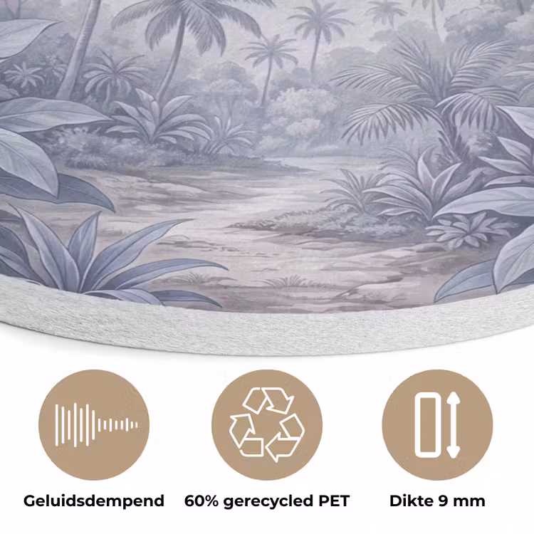 Natuur - Boom - Tropisch - Landschap - Blauw Akoestische PET Vilt - Rond klein -closeup_NL
