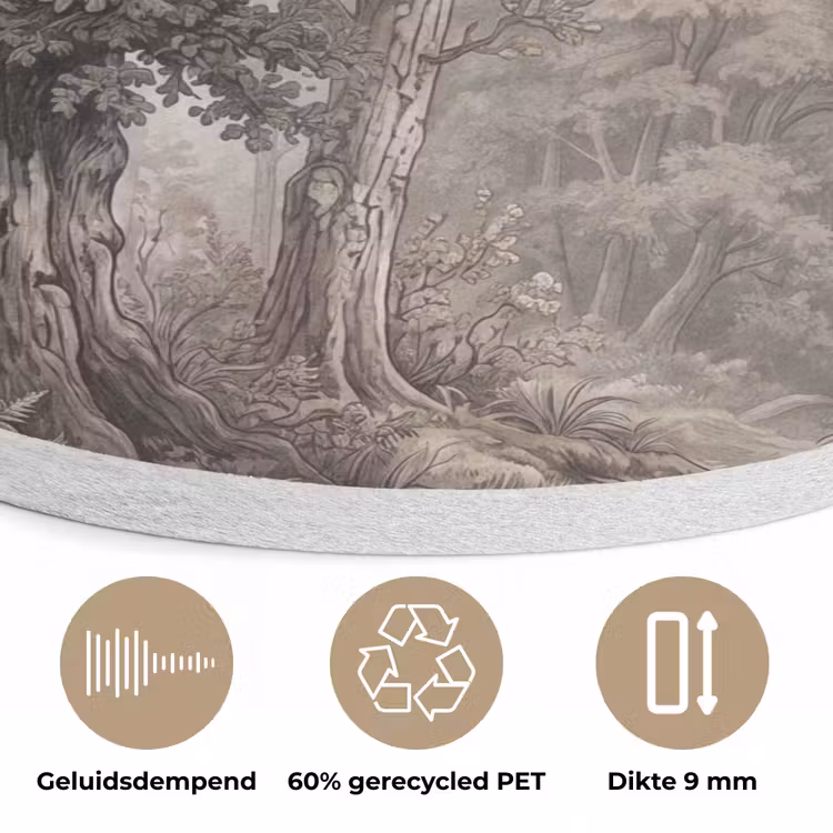 Natuur - Bos - Eik Akoestische PET Vilt - Rond klein -closeup_NL