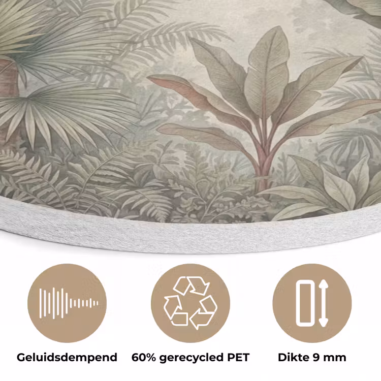 Natuur - Tropisch bos - Landschap - Aquarel - Groen Akoestische PET Vilt - Rond klein -closeup_NL