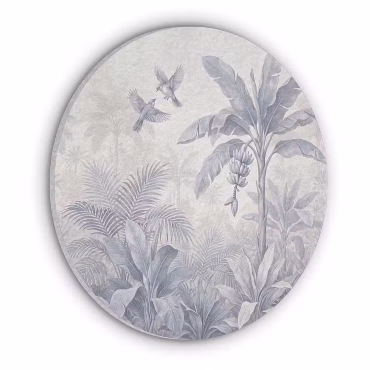 Natuur - Vogel - Jungle - Illustratie - Blauw Akoestische PET Vilt - Rond klein -3d