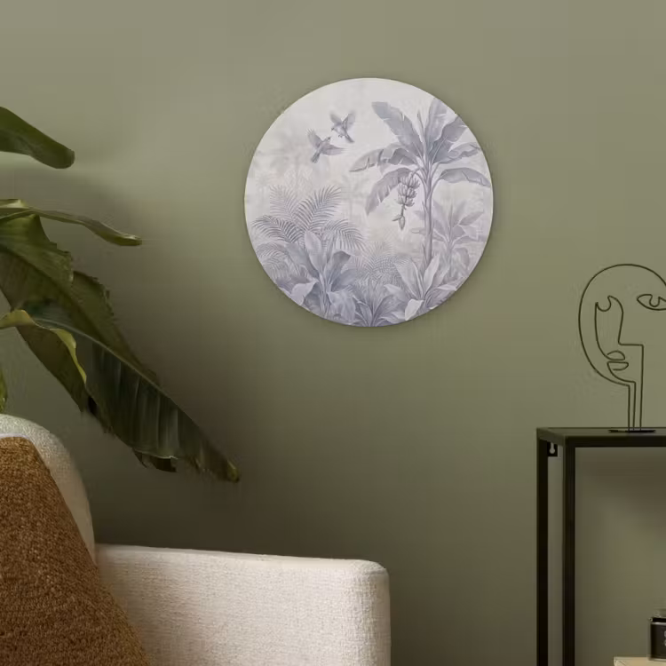 Natuur - Vogel - Jungle - Illustratie - Blauw Akoestische PET Vilt - Rond klein -sfeer2