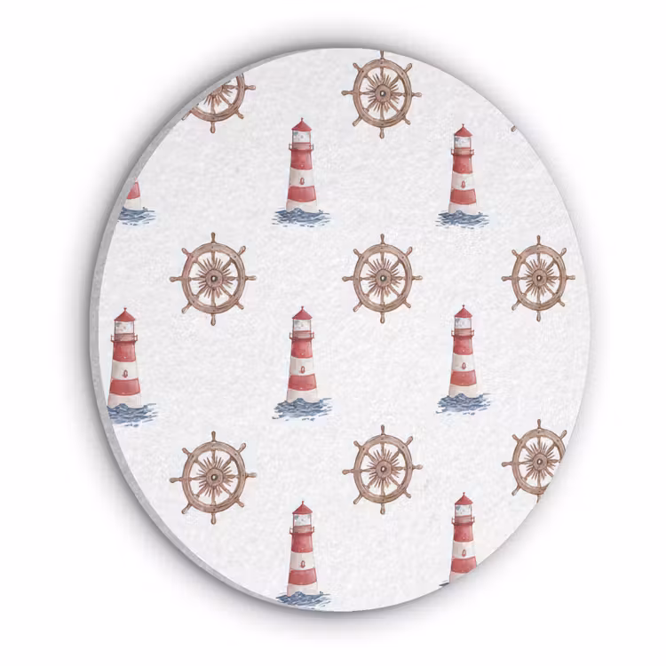 Nautisch - Klassiek - Rood Akoestische PET Vilt - Rond klein 838 -3d