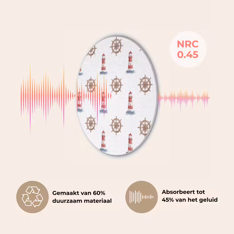Nautisch - Klassiek - Rood Akoestische PET Vilt - Rond klein 838 -USP_NL