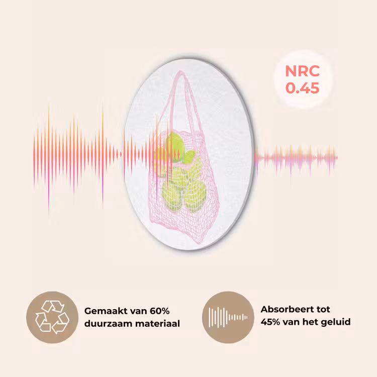 Netzakje - Roze - Illustratie - Limoenen Akoestische PET Vilt - Rond klein -USP_NL