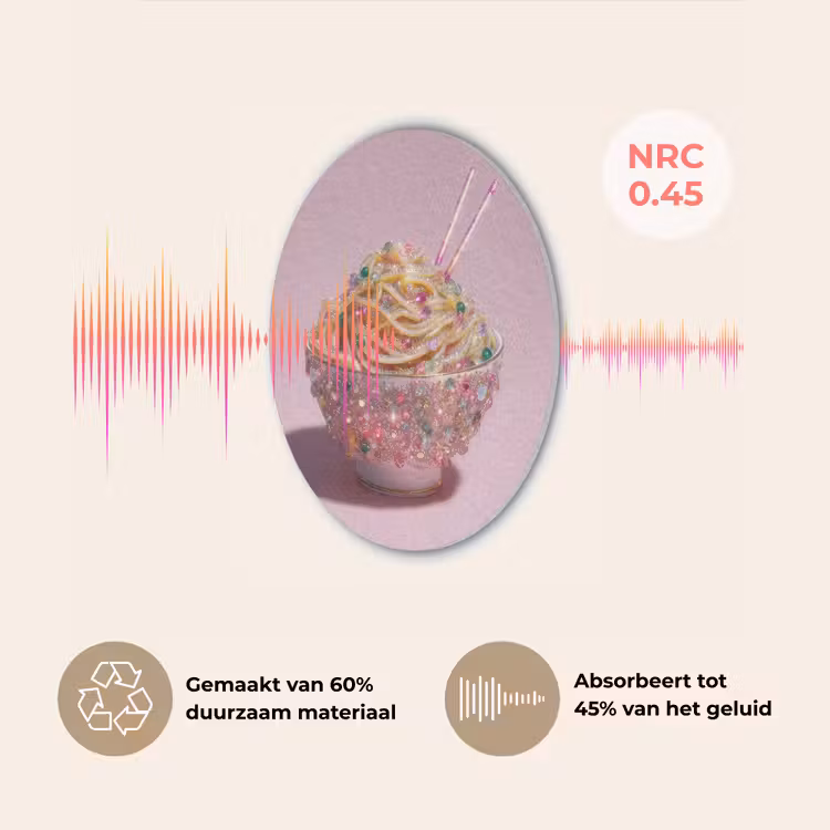Noodles - Edelstenen - Stokjes - Roze Akoestische PET Vilt - Rond klein -USP_NL