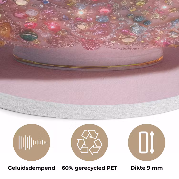 Noodles - Edelstenen - Stokjes - Roze Akoestische PET Vilt - Rond klein -closeup_NL