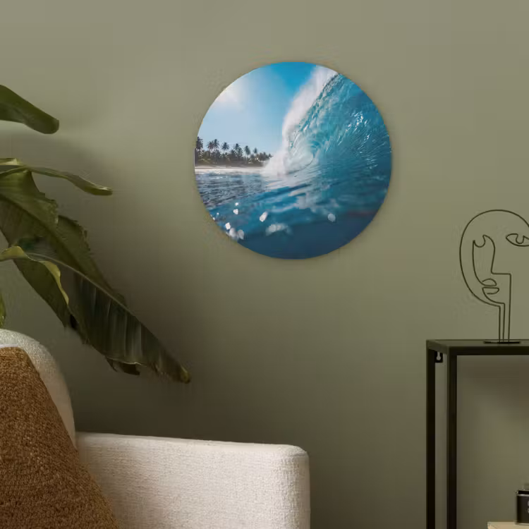 Oceaan - Golf - Strand - Natuur - Blauw Akoestische PET Vilt - Rond klein -sfeer2