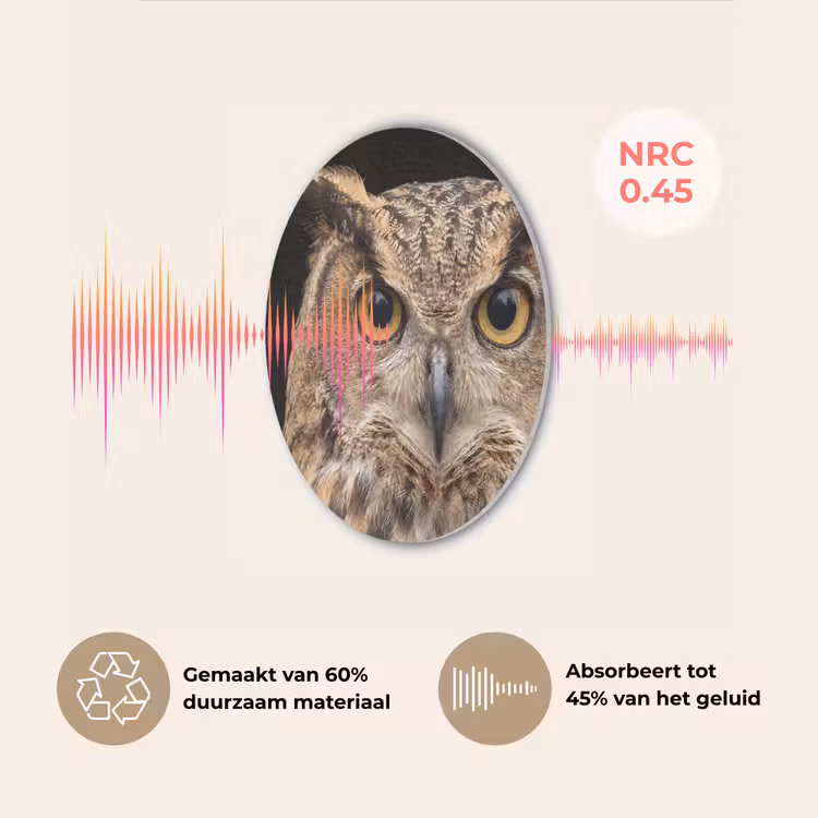 Oehoe - Uil - Portret - Bruin Akoestische PET Vilt - Rond klein -USP_NL