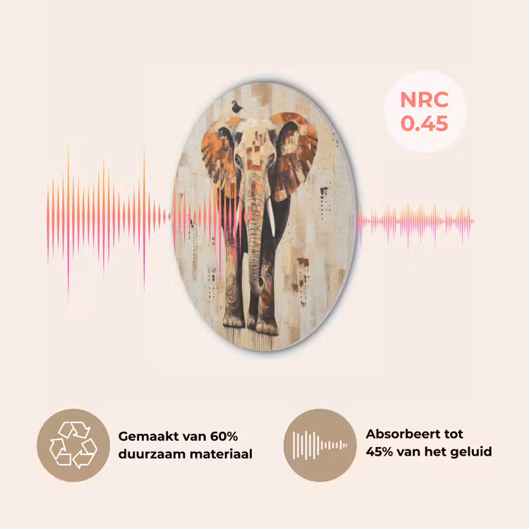 Olifant - Slurf - Mozaïek - Abstract Akoestische PET Vilt - Rond klein -USP_NL