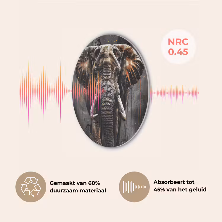 Olifant - Watercolor - Wilde dieren - Luxe Akoestische PET Vilt - Rond klein -USP_NL