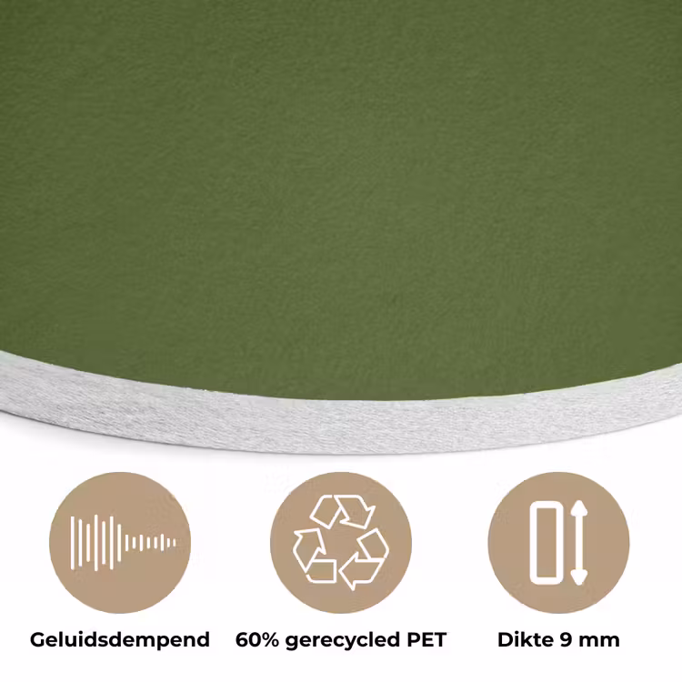 Olive - Drab - Groen Akoestische PET Vilt - Rond klein 838 -closeup_NL