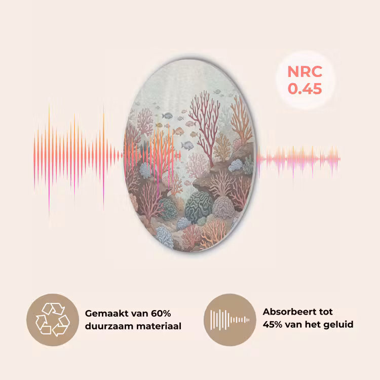 Onderwater - Koraal - Vis - Natuur Akoestische PET Vilt - Rond klein -USP_NL
