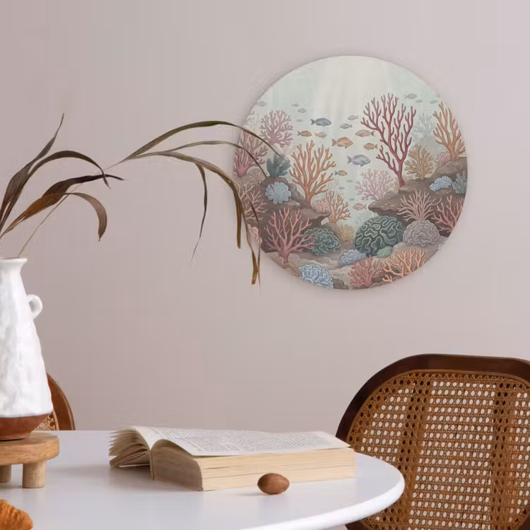 Onderwater - Koraal - Vis - Natuur Akoestische PET Vilt - Rond klein -sfeer3