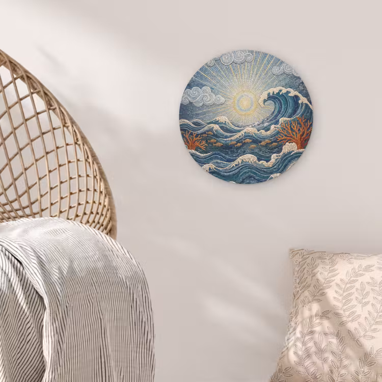 Onderwater - Koraal - Vis - Natuur - Kunst Akoestische PET Vilt - Rond klein -sfeer4