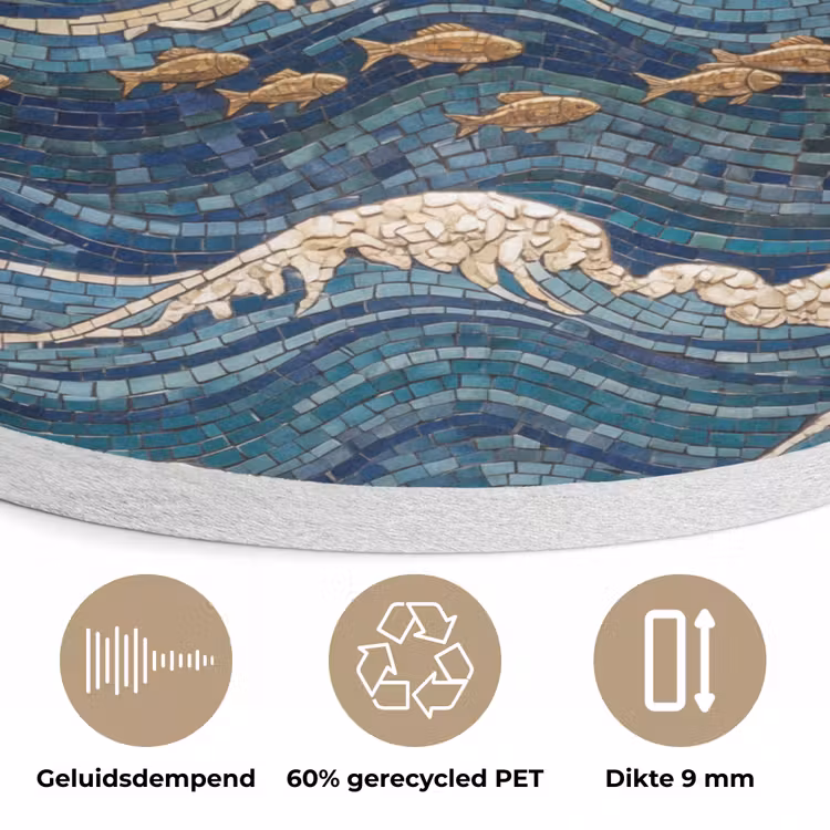 Onderwater - Koraal - Vis - Natuur - Kunst Akoestische PET Vilt - Rond klein -closeup_NL