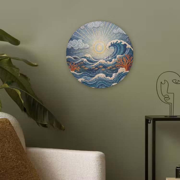 Onderwater - Koraal - Vis - Natuur - Kunst Akoestische PET Vilt - Rond klein -sfeer2
