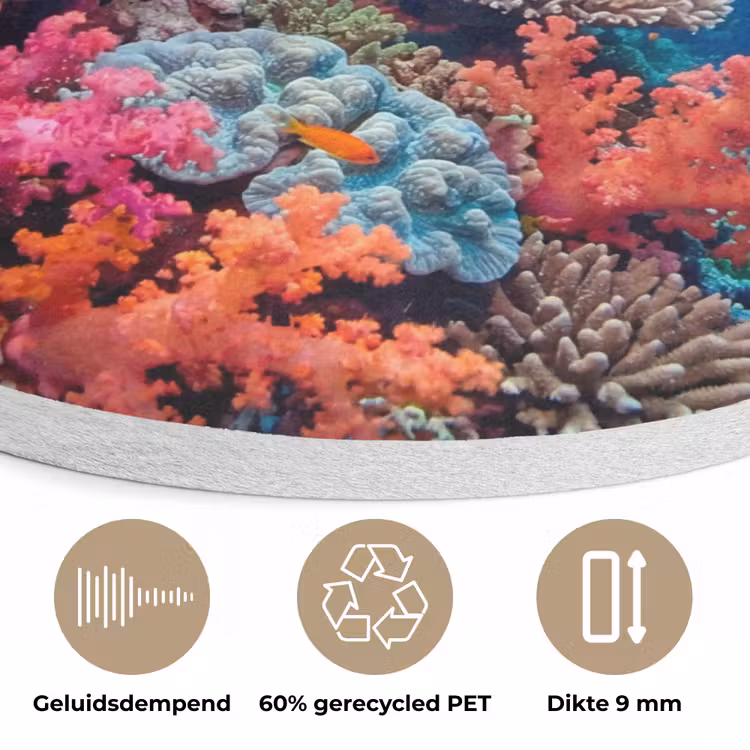 Onderwater - Koraalrif - Vissen - Oceaan - Natuur Akoestische PET Vilt - Rond klein -closeup_NL