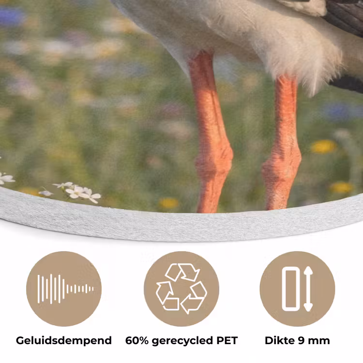 Ooienvaar - Bloemen - Weide - Kleurrijk Akoestische PET Vilt - Rond klein -closeup_NL