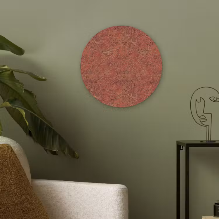 Oosters - Bloemen - Terracotta Akoestische PET Vilt - Rond klein 838 -sfeer2