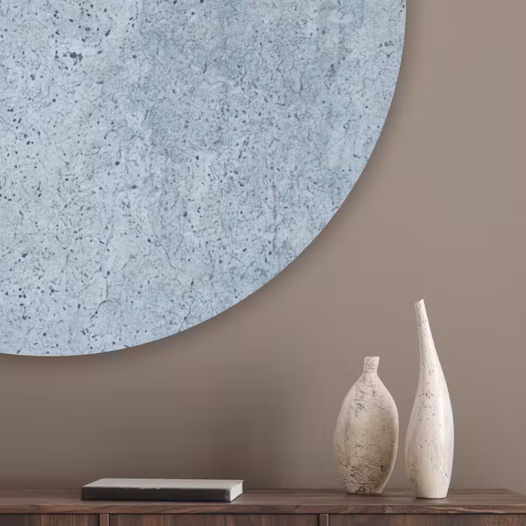 Oppervlak - Ruw - Abstract - Modern - Grijs Akoestische PET Vilt - Rond klein -sfeer5_closeup