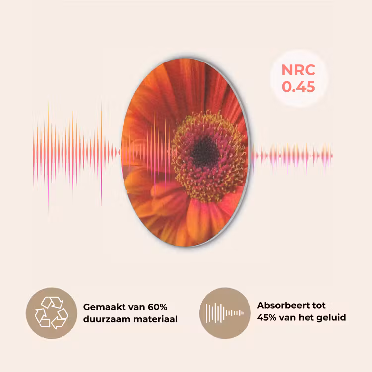 Oranje - Gerbera - Intens Akoestische PET Vilt - Rond klein -USP_NL