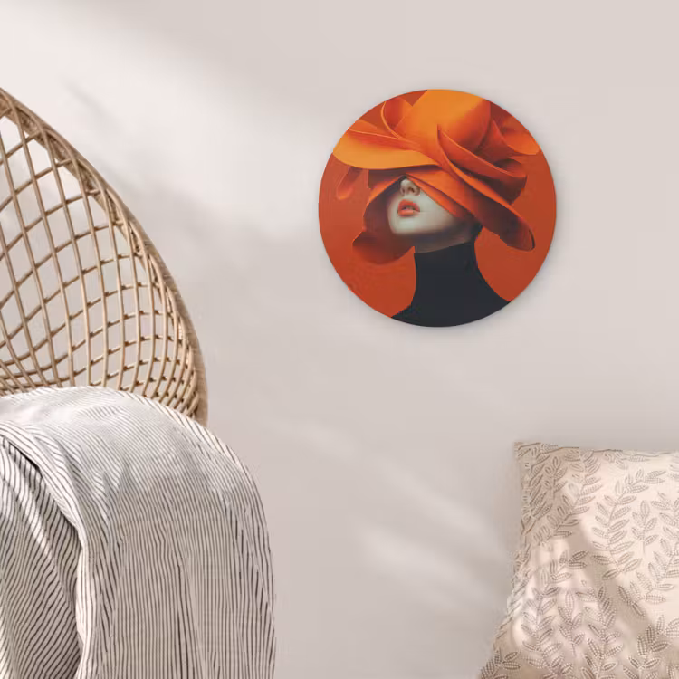 Oranje - Hoed - Vrouw Akoestische PET Vilt - Rond klein -sfeer4