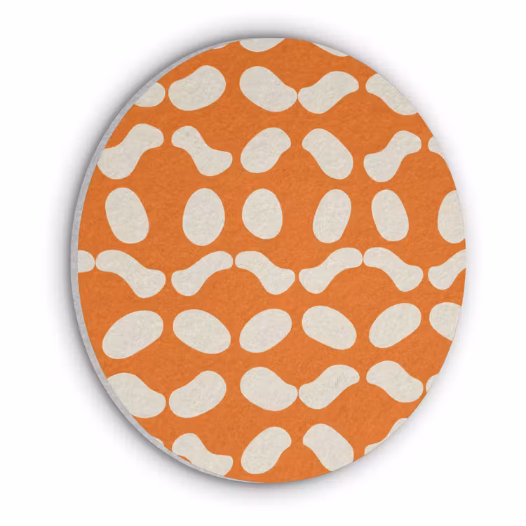 Oranje - Organische vormen - Wit Akoestische PET Vilt - Rond klein 838 -3d