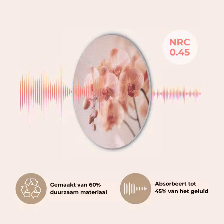 Orchidee - Bloemen - Roze - Bloemblaadjes Akoestische PET Vilt - Rond klein -USP_NL