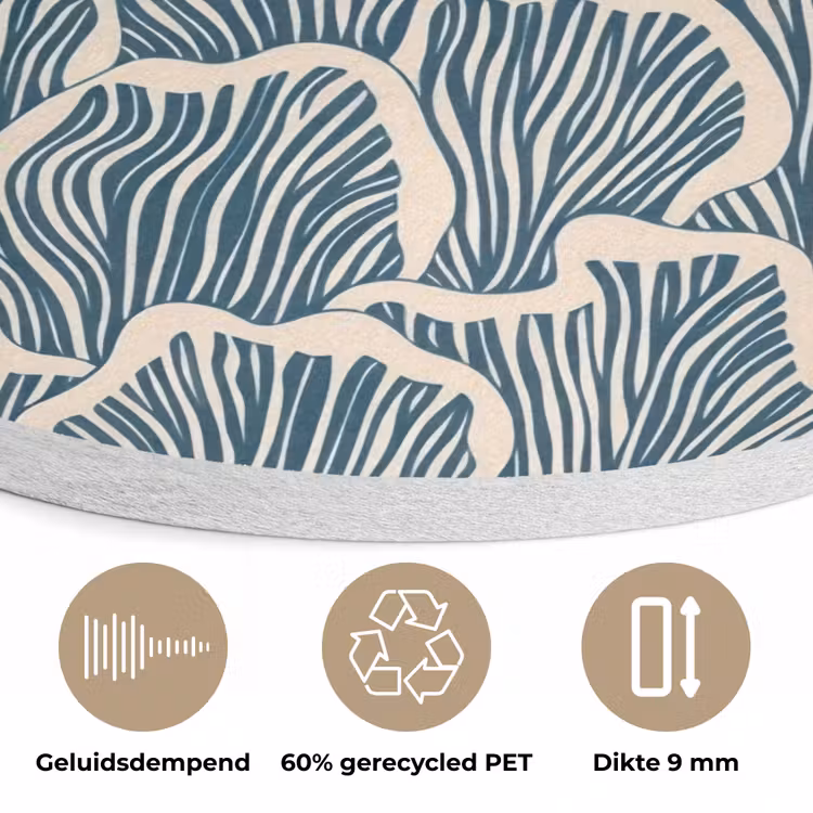 Organisch - Blauw - Crème - Schelpen Akoestische PET Vilt - Rond klein 838 -closeup_NL