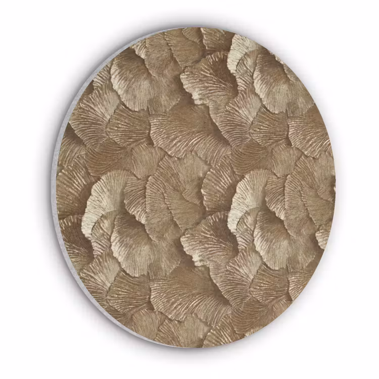 Organisch - Patroon - Bladeren - Goud Akoestische PET Vilt - Rond klein 838 -3d
