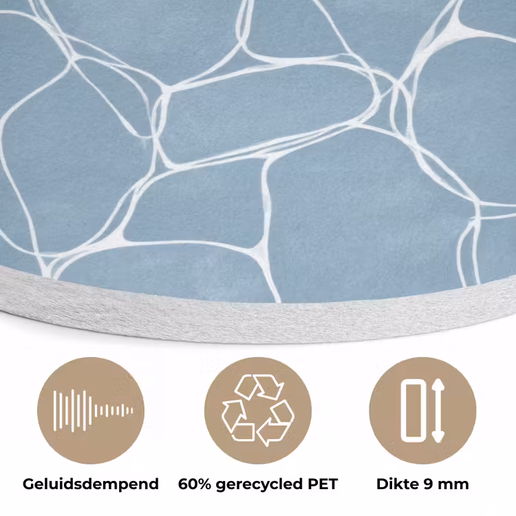 Organisch - Patroon - Blauw Akoestische PET Vilt - Rond klein 838 -closeup_NL