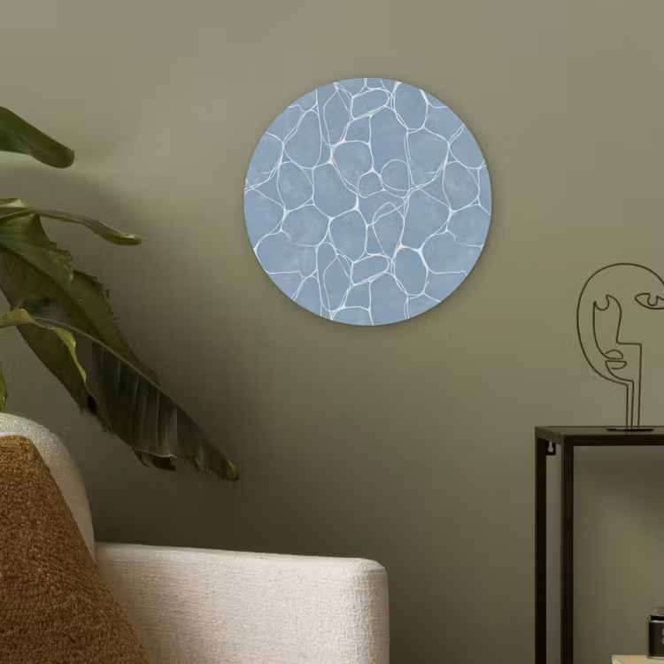 Organisch - Patroon - Blauw Akoestische PET Vilt - Rond klein 838 -sfeer2