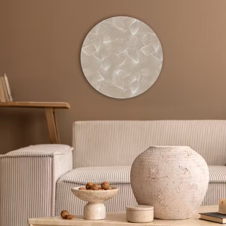 Organisch - Textuur - Beige Akoestische PET Vilt - Rond klein 838 -sfeer1