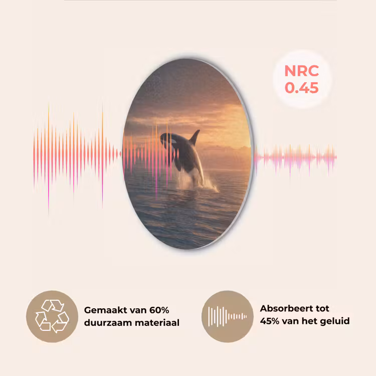 Orka - Zee - Zonsondergang Akoestische PET Vilt - Rond klein -USP_NL