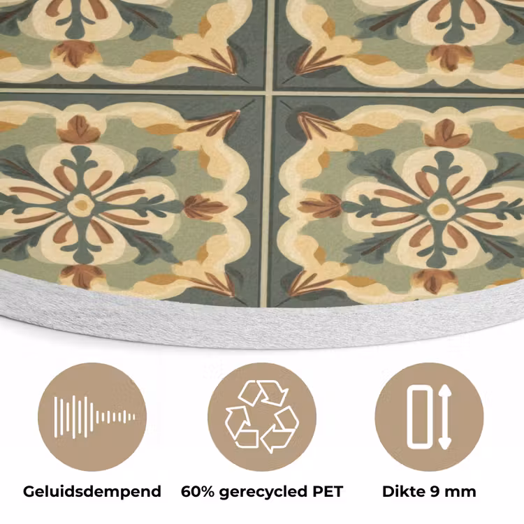 Ornament - Patroon - Groen Akoestische PET Vilt - Rond klein 838 -closeup_NL