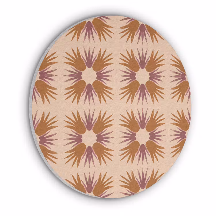 Ornament - Patroon - Oker Akoestische PET Vilt - Rond klein 838 -3d