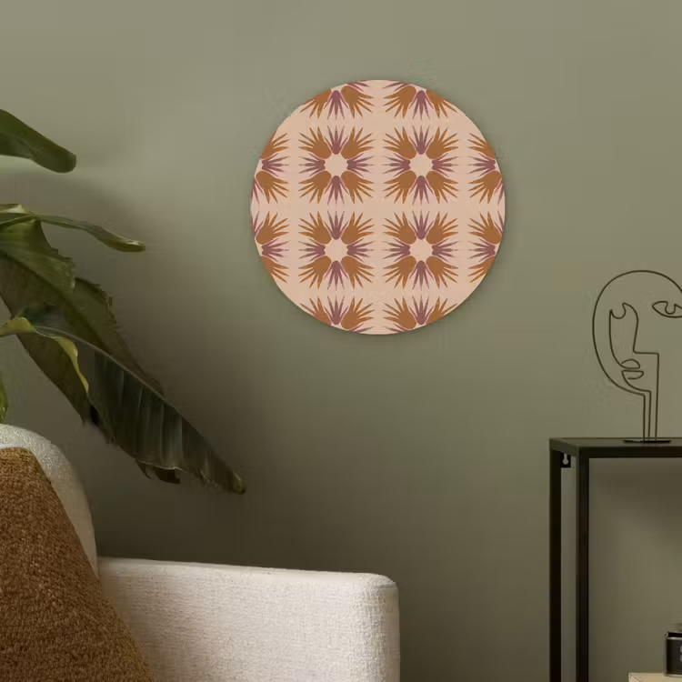 Ornament - Patroon - Oker Akoestische PET Vilt - Rond klein 838 -sfeer2