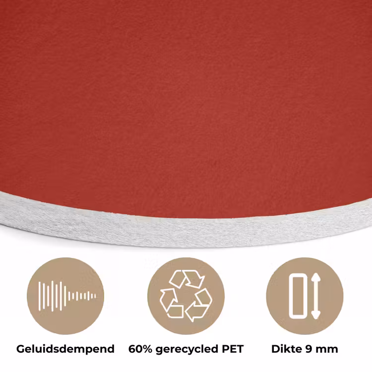 Oxblood - Maroon - Rood Akoestische PET Vilt - Rond klein 838 -closeup_NL