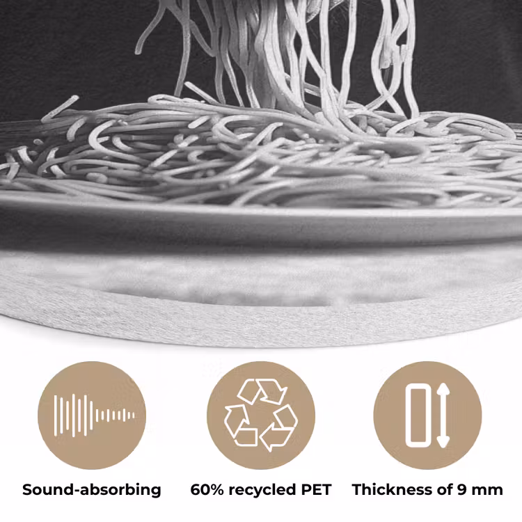Paard - Bord - Pasta - Tafelkleed - Zwart Wit - Dieren Akoestische PET Vilt - Rond klein -closeup_NL