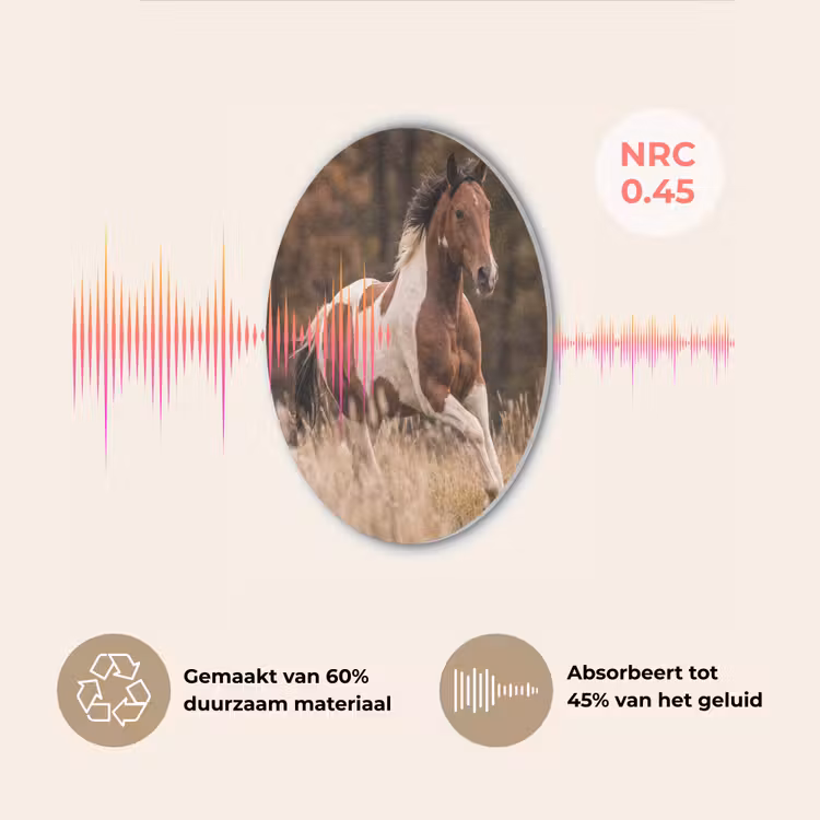 Paard - Bruin - Gras Akoestische PET Vilt - Rond klein -USP_NL