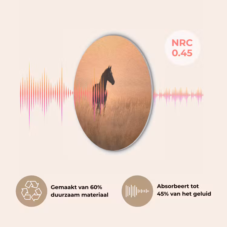 Paard - Grasveld - Zonsondergang Akoestische PET Vilt - Rond klein -USP_NL