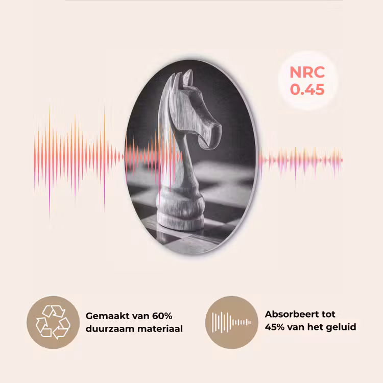 Paard - Hout - Schaalbord - Zwart Akoestische PET Vilt - Rond klein -USP_NL