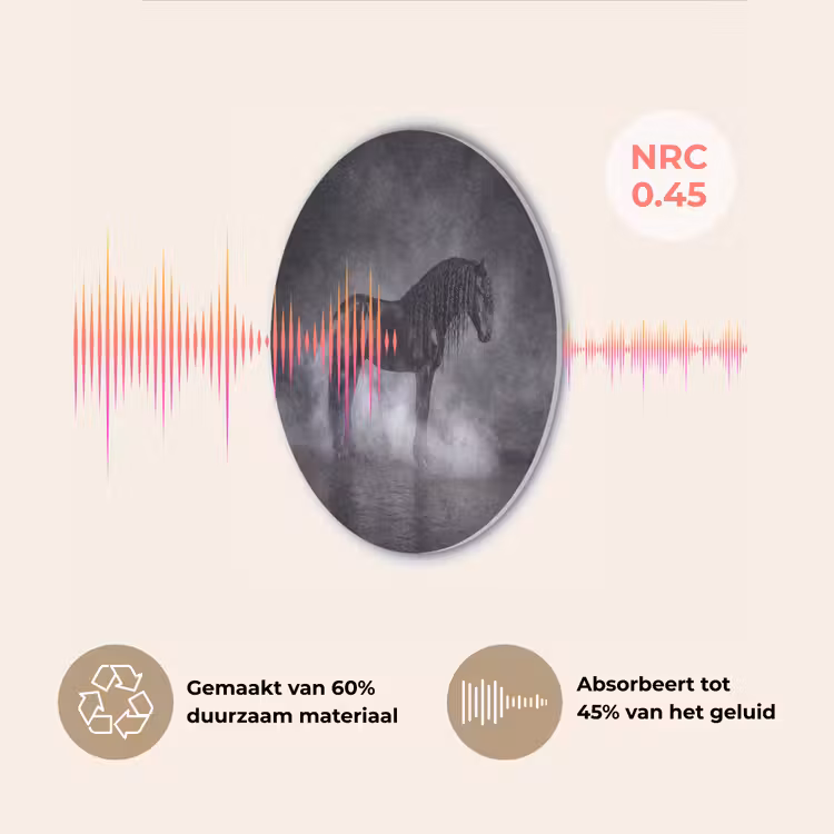 Paard - Magisch - Zwart Akoestische PET Vilt - Rond klein -USP_NL