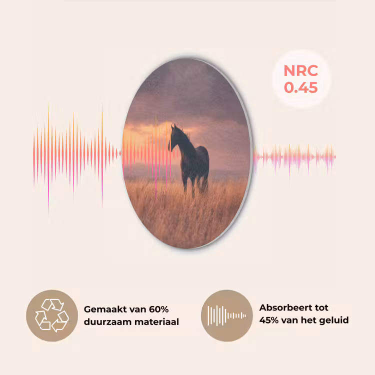 Paard - Wolken - Open veld Akoestische PET Vilt - Rond klein -USP_NL
