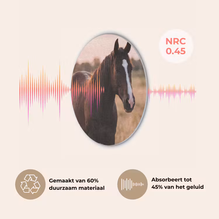 Paard - Zonsondergang - Bruin Akoestische PET Vilt - Rond klein -USP_NL