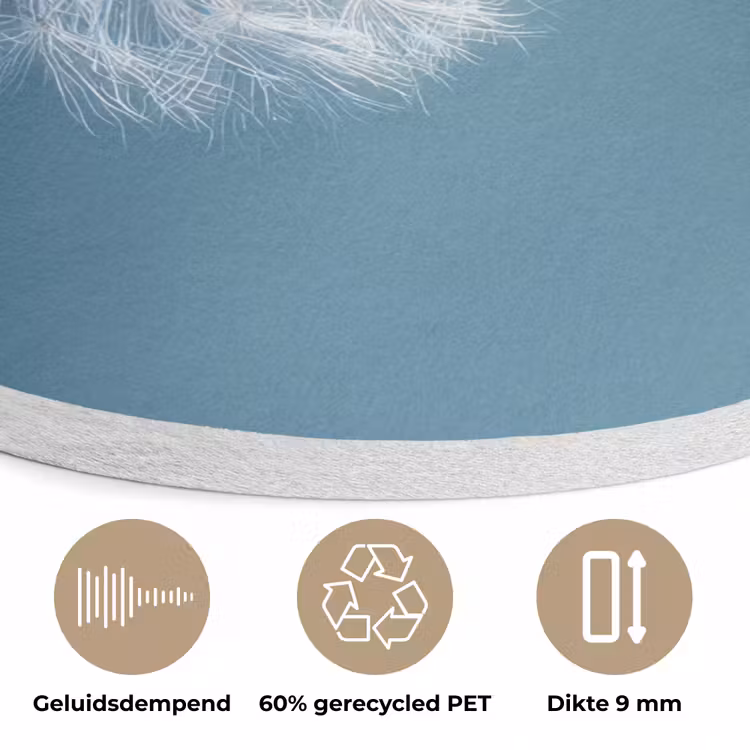 Paardenbloem - Wind - Blauw Akoestische PET Vilt - Rond klein -closeup_NL
